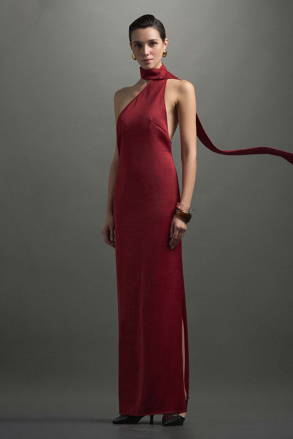 Women's Helen Scarf Neck Silk Maxi Dress S/M/L/XL/Customize Samba MEAN BLVD Women's Helen Scarf Neck Silk Maxi Dress S/M/L/XL/Customize Samba MEAN BLVD