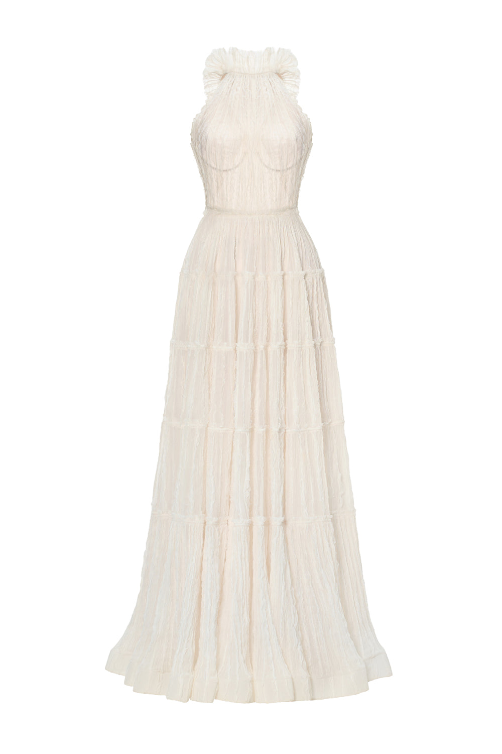 Women's Celeste Halter Gathering Maxi Dress XS/S/M/L/XL Ivory MEAN BLVD