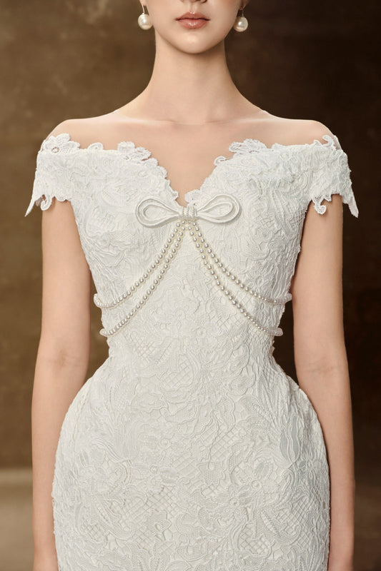 Adelia Pegged Back Slit Lace Midi Dress