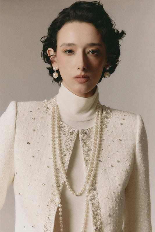 Olivia Straight Square Shoulder Tweed Jacket