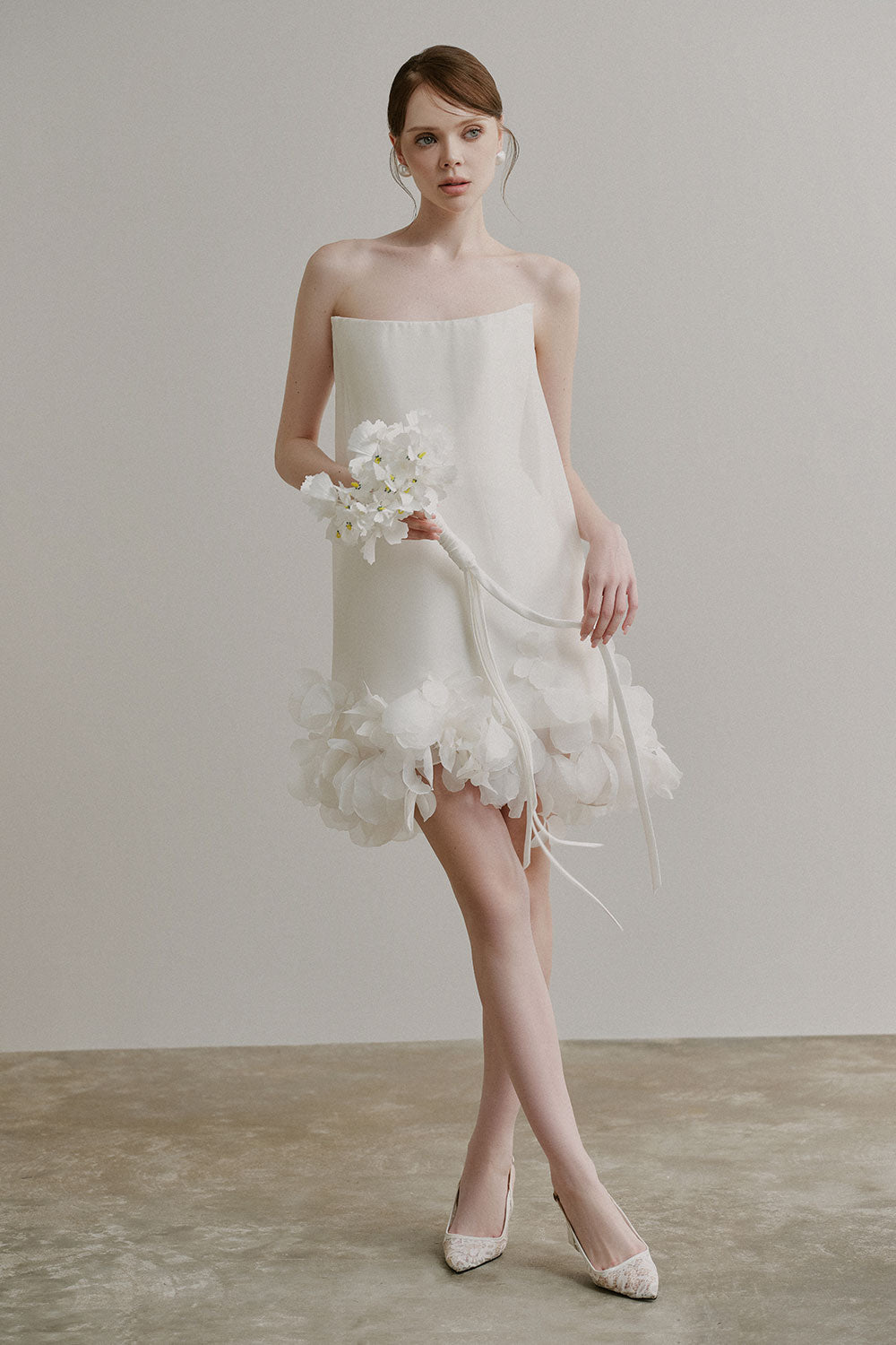 giselle mini dress Women's Giselle Trapezoid Flower Applique Voile Mini Dress S/M/L/Customize  Off White MEAN BLVD