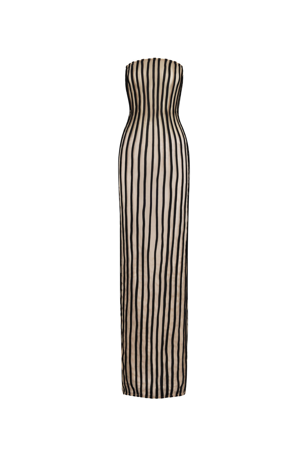 Women's Cressida Bodycon Straight Across Neck Chiffon Floor Length Dress Customize Black and Nude MEAN BLVD