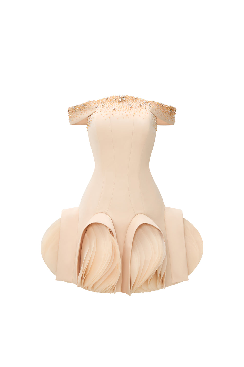 Women's Starlit Bloom Bubble Draped Mini Dress XS/S/M/L/XL/Customize Light  Beige MEAN BLVD