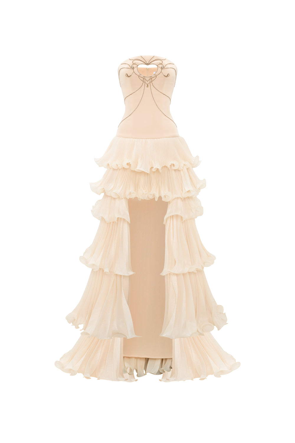 strapless open back dress Ruffle Elegant Pleated Maxi Dress – VITABAYA main image 1