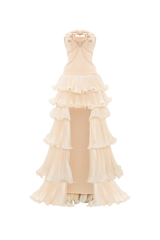 Eternal Bloom Straight Across Pleated Maxi Dress