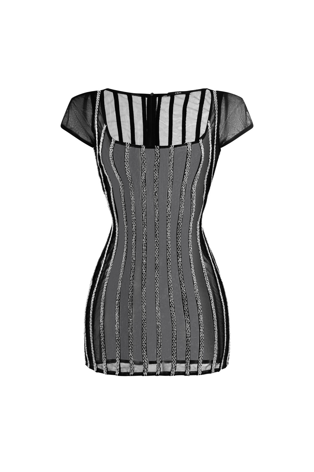 Women's Mirellune Bodycon Scoop Neck Chiffon Mini Dress Customize Black  MEAN BLVD