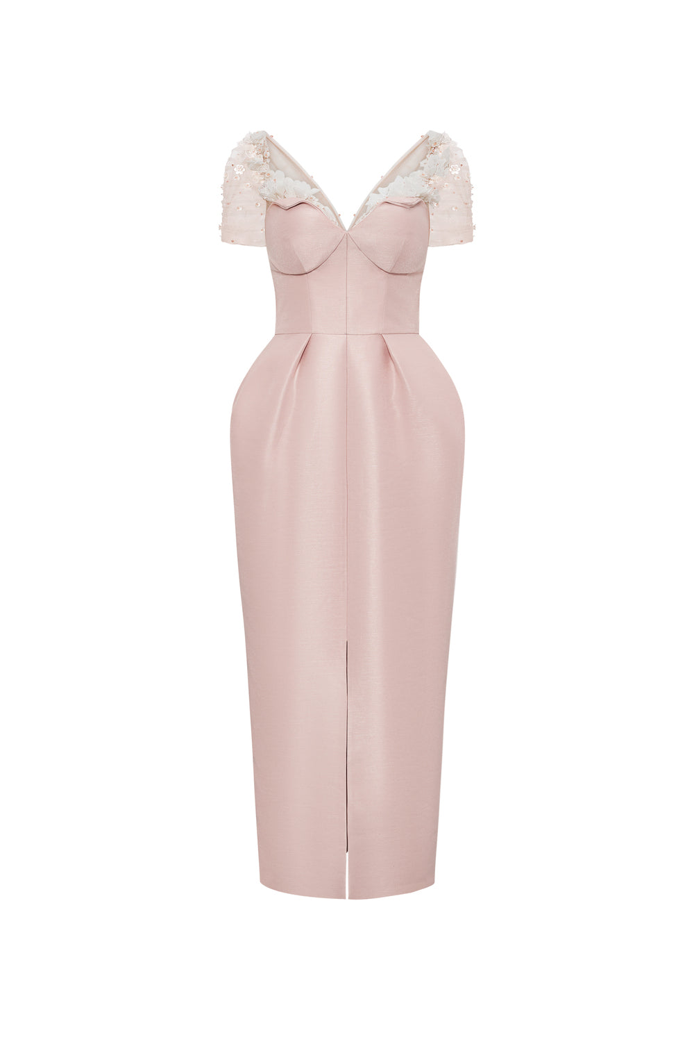 Women's Marquessa Pegged Chest Cup Taffeta Midi Dress S/M/L/Customize Pastel Pink MEAN BLVD Pastel Pink / L Women's Marquessa Pegged Chest Cup Taffeta Midi Dress S/M/L/Customize Pastel Pink MEAN BLVD Pastel Pink / L