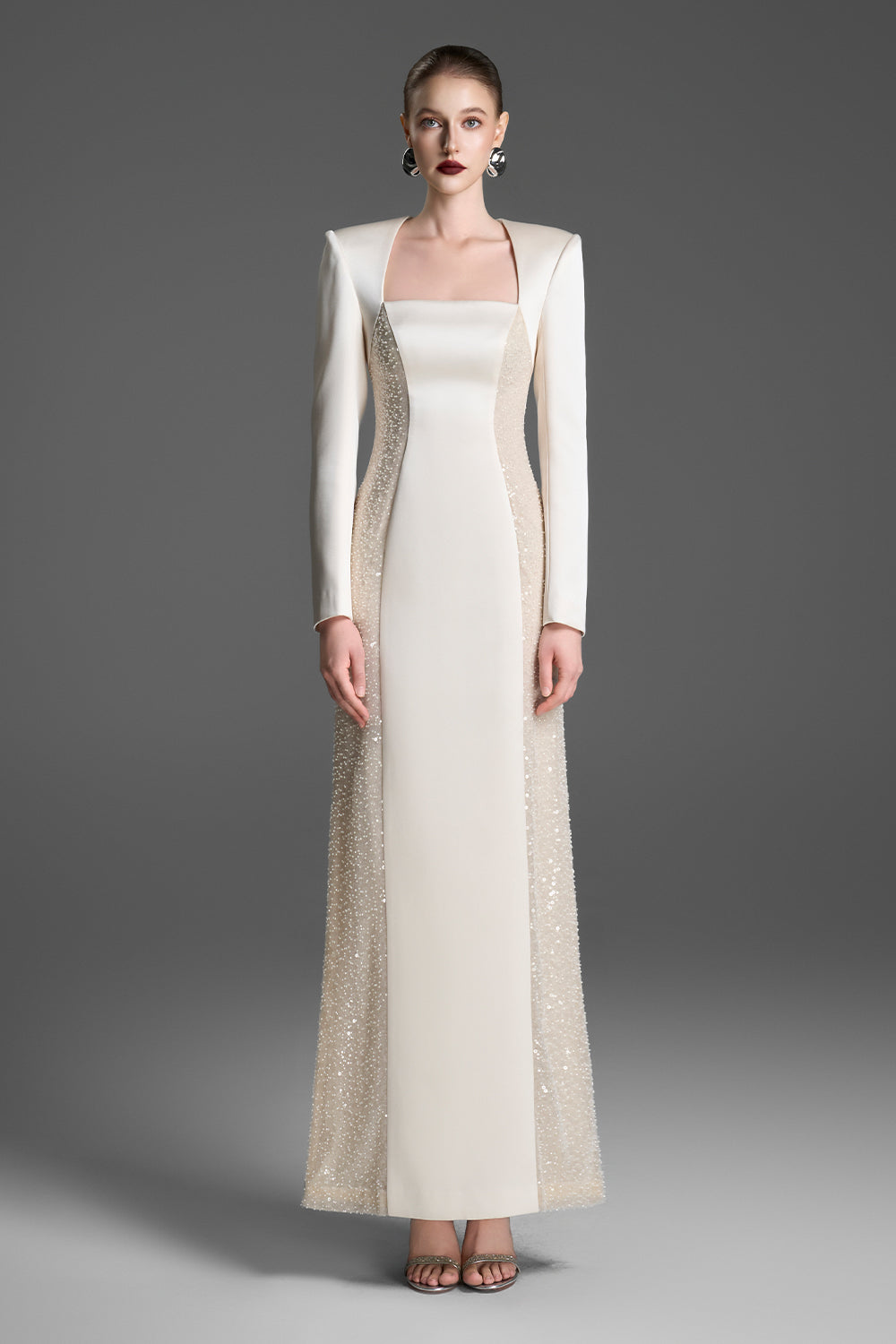 alina maxi dress Women's Alina Square Neck Sequin Maxi Dress XXS/XS/S/M/L/XL/XXL/Customize  Cream MEAN BLVD