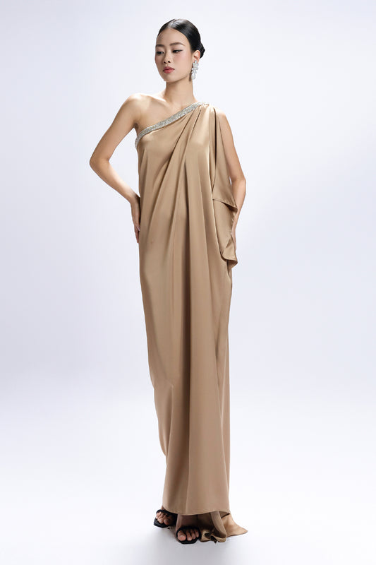 Althea One Shoulder Draped Maxi Dress - MEAN BLVD