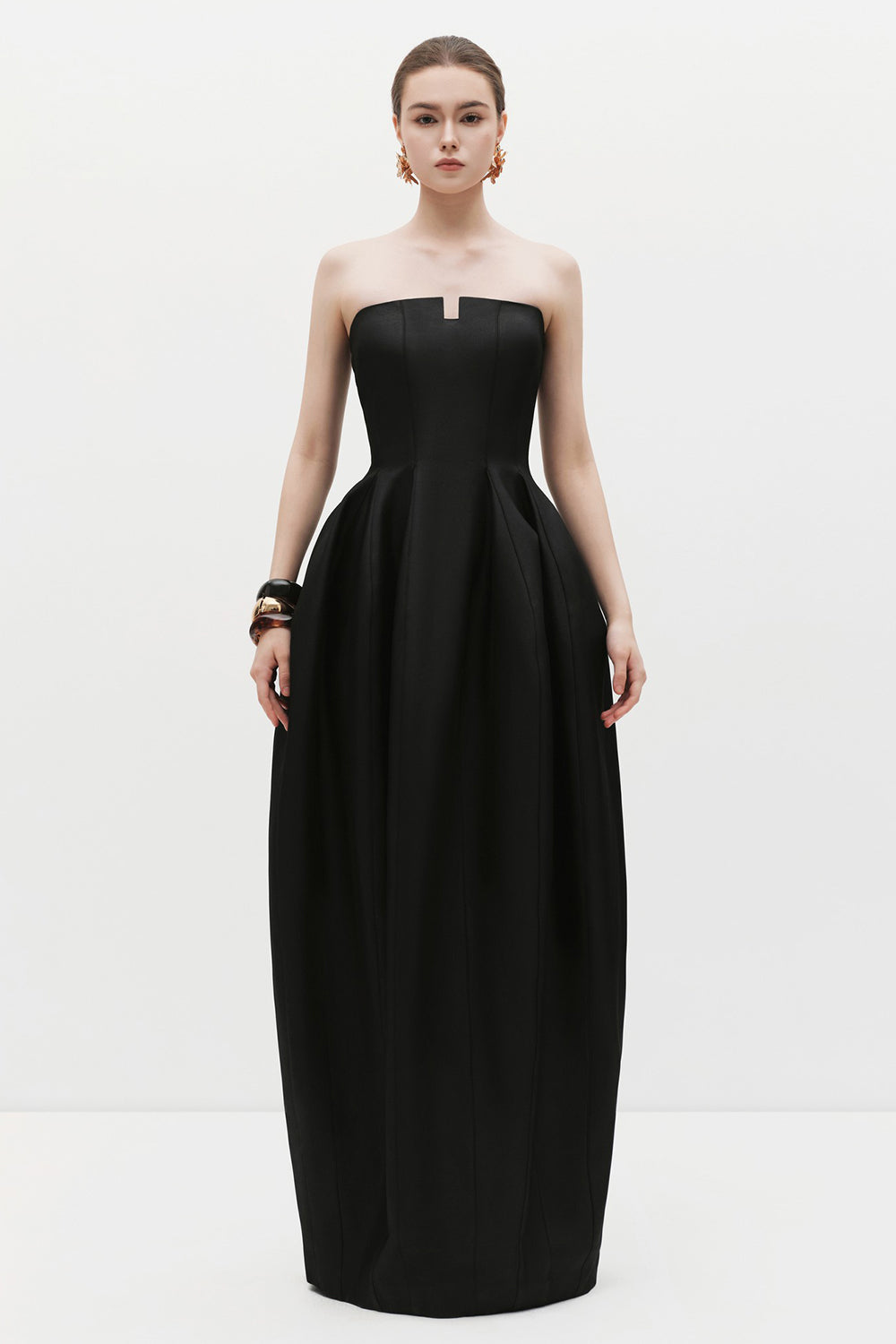 Women's Astrid Cocoon Pleated Maxi Dress XS/S/M/L/XL/Customize Black/Gray  MEAN BLVD