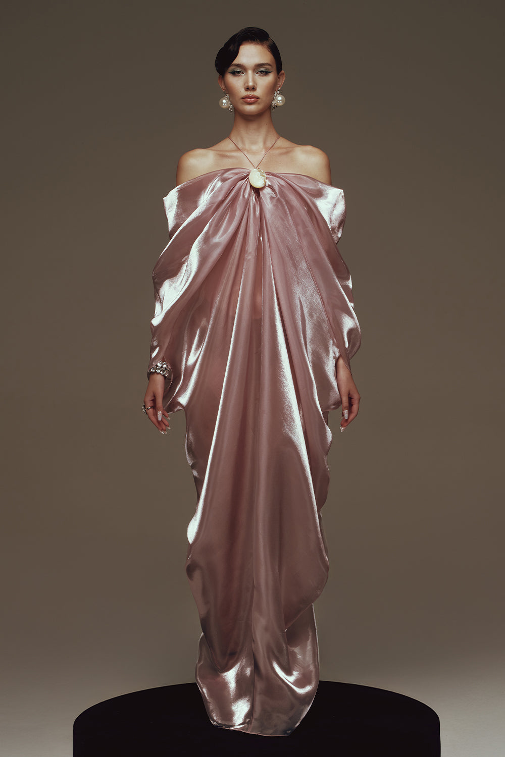 draped dresses fashion One-Shoulder Draped Dress in White main image 0