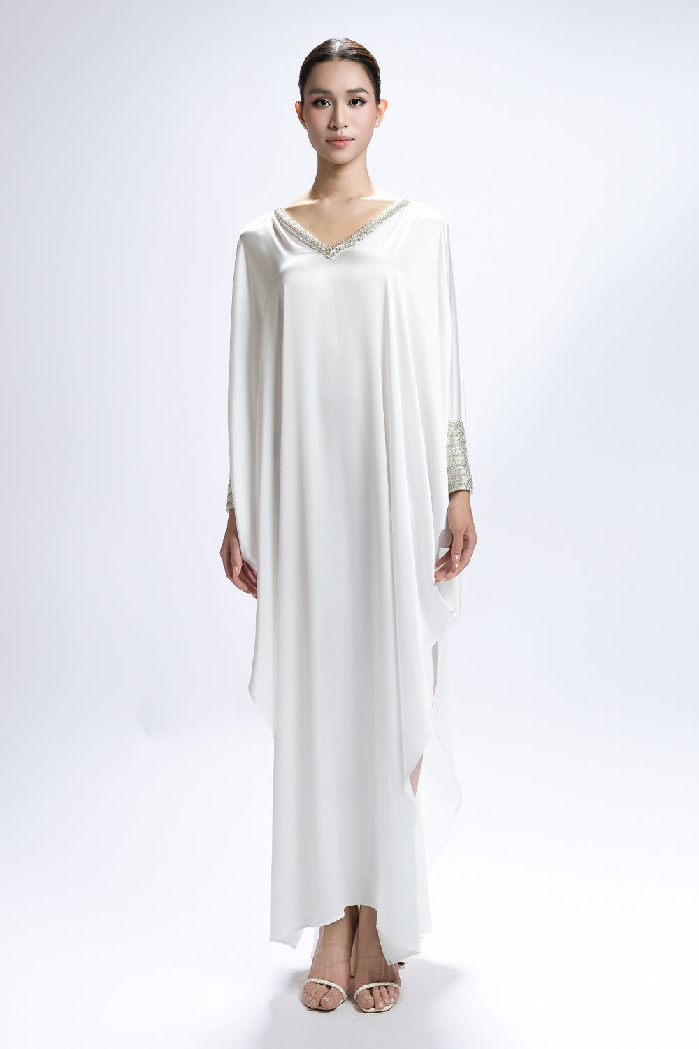 Women's Aveline Cocoon Bead Maxi Dress S/M/L/XL/XXL/Customize White MEAN  BLVD