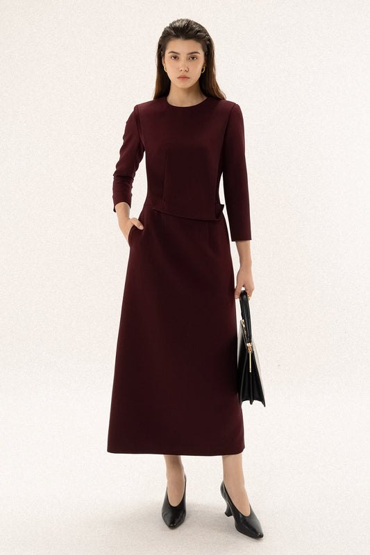 Jennie A-line Long Sleeved Polycotton Midi Dress