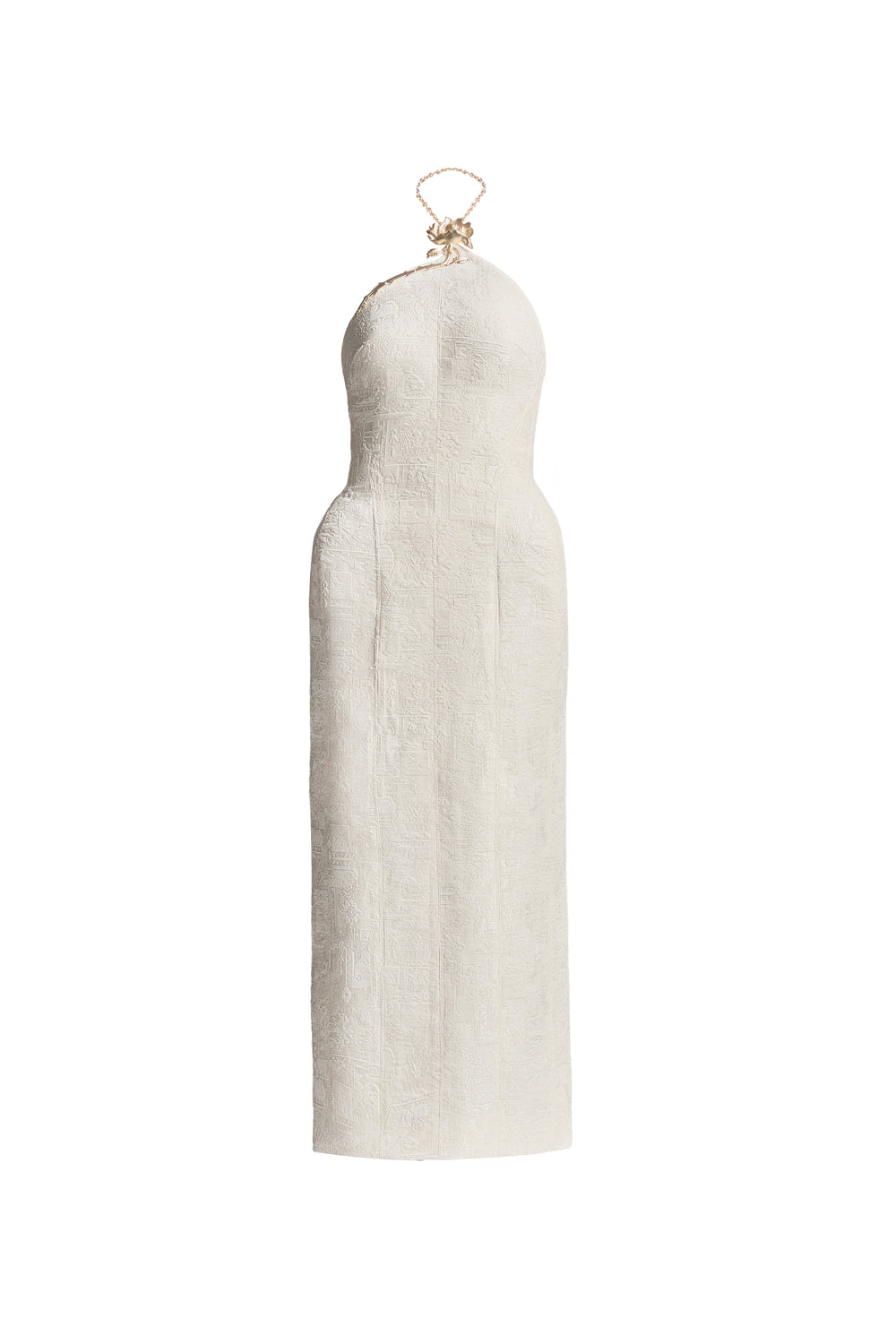 david's bridal halter neck dress Women's Evora Halter Midi Dress Ivory Cream XS/S/M/L/XL/Customize MEAN BLVD
