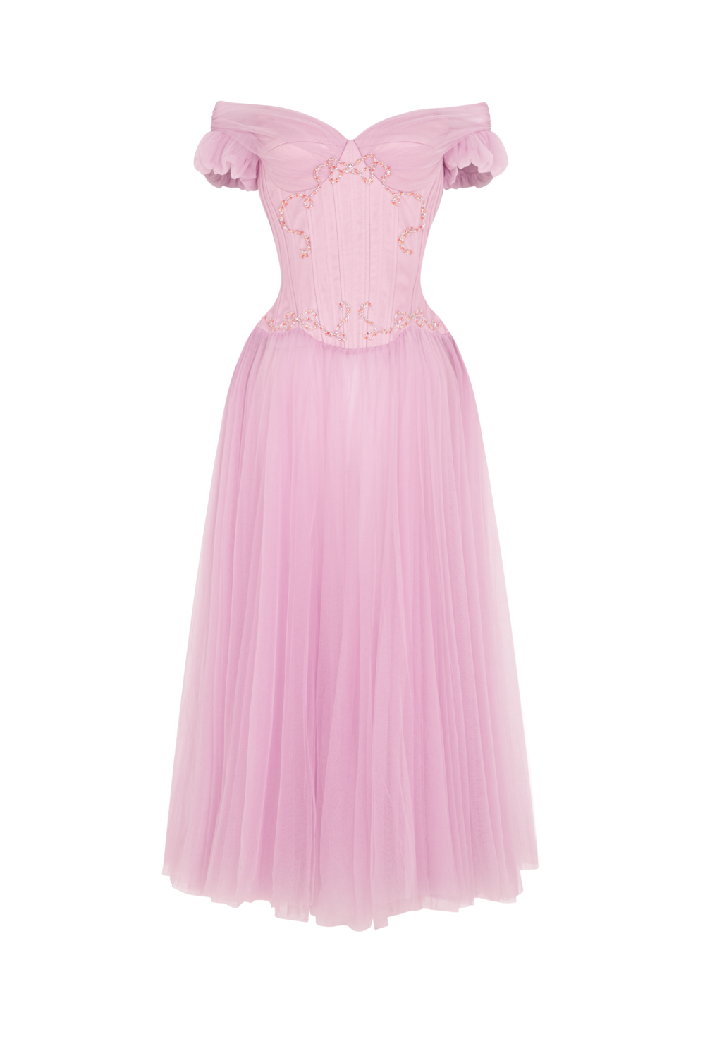 lilac tulle midi dress Women's Brumelle Sweetheart Bead Midi Dress XS/S/M/L/XL/Customize Lilac  Rose MEAN BLVD