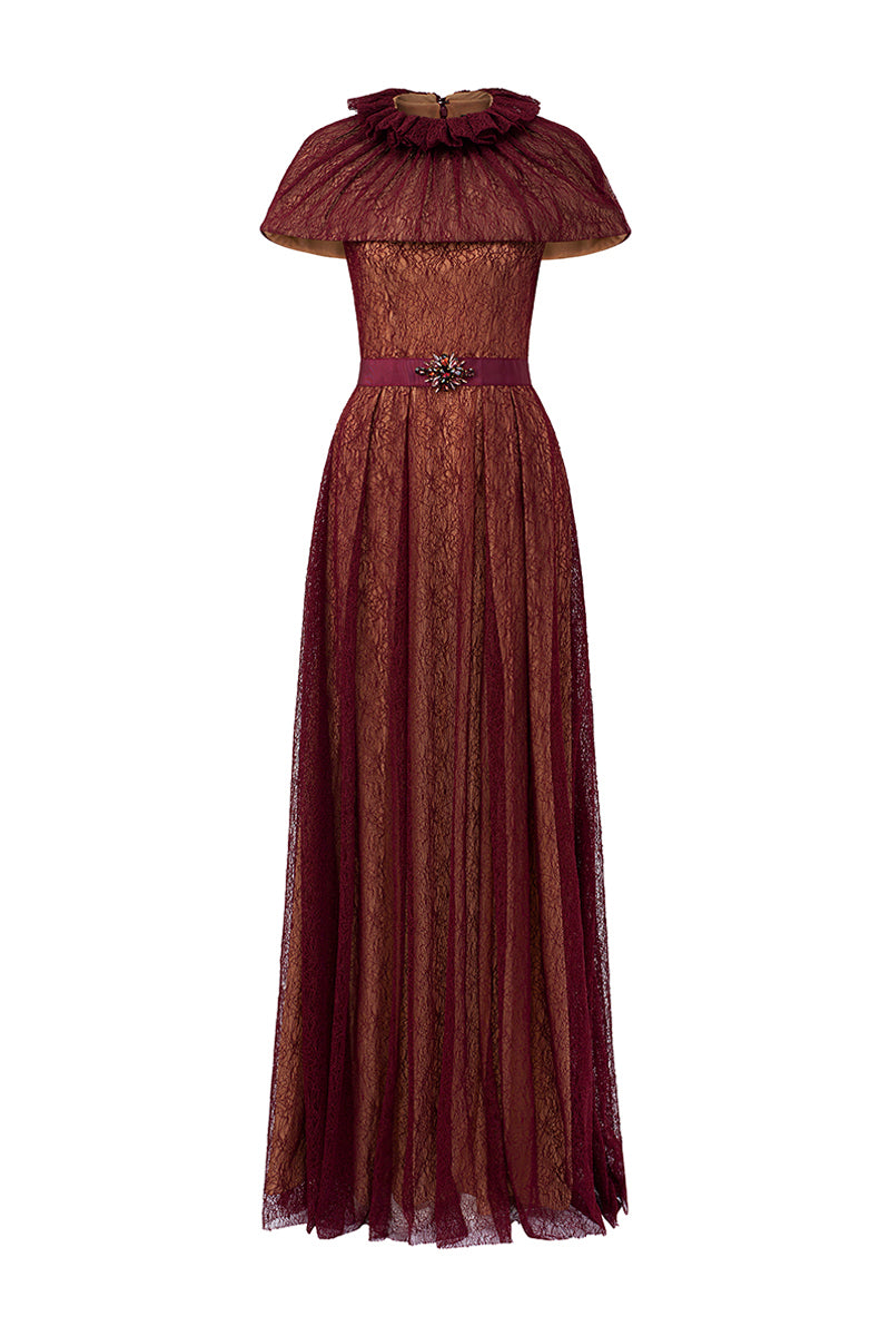 Women's Liora Cape Sleeve Maxi Dress Tawny Brown XS/S/M/L/XL/XXL/Customize MEAN BLVD Women's Liora Cape Sleeve Maxi Dress Tawny Brown XS/S/M/L/XL/XXL/Customize MEAN BLVD