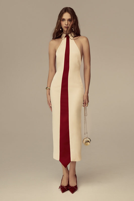 Calista Halter Silk Midi Dress - MEAN BLVD