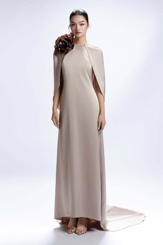 Callista Cape Sleeve Applique Maxi Dress - MEAN BLVD