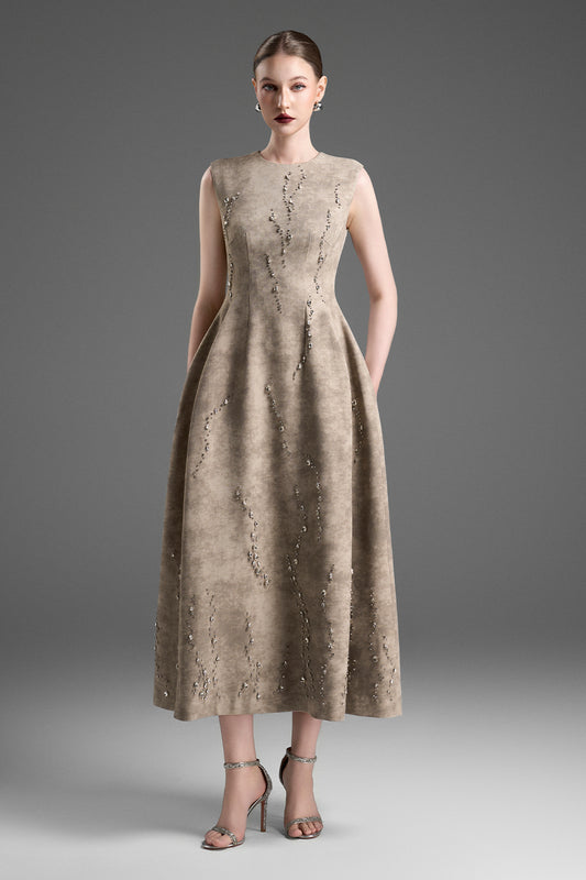 Camila Round Neck Bead Midi Dress - MEAN BLVD