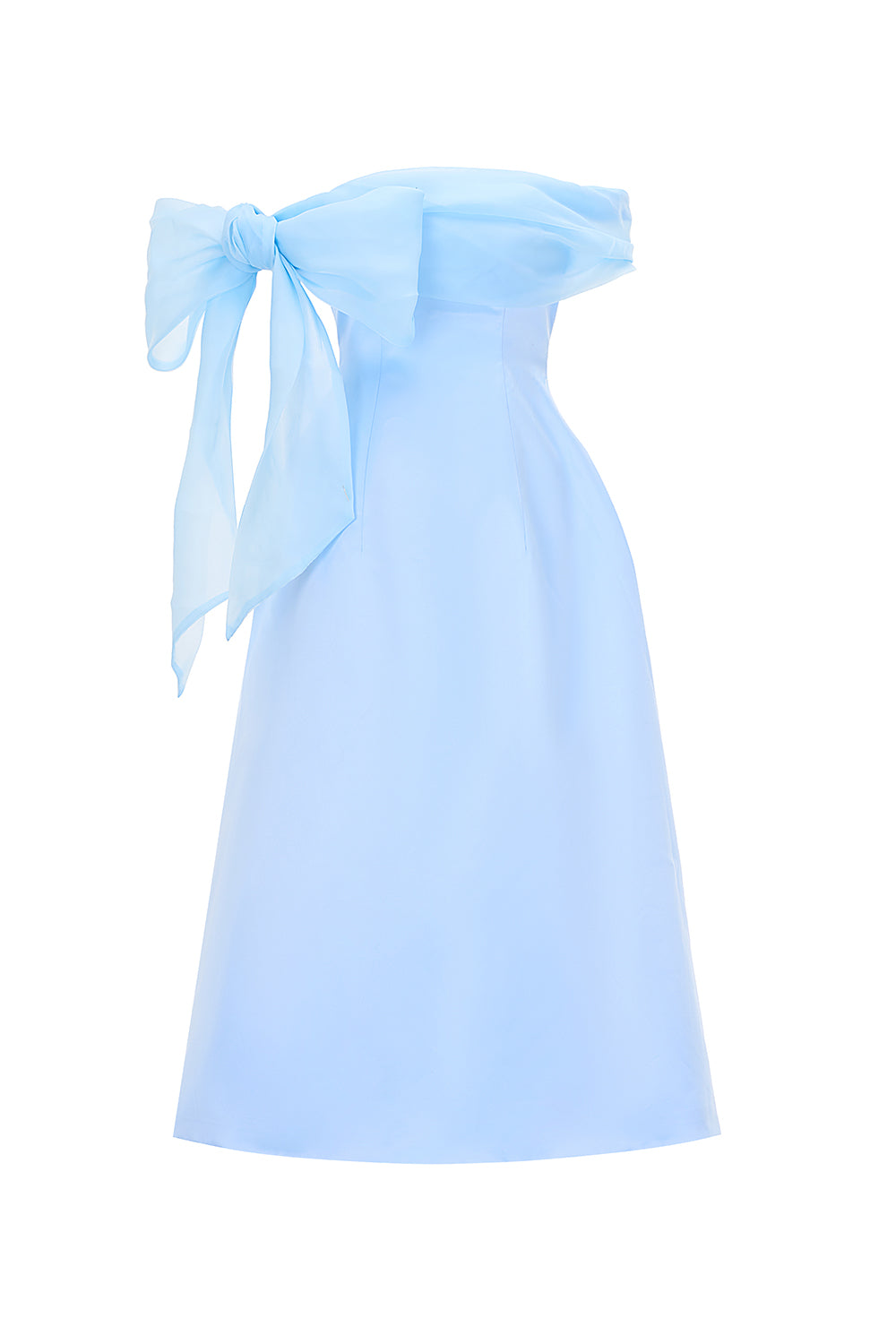 Women's Jolie A-line Bow Tie Taffeta Midi Dress S/M/L Blue MEAN BLVD Women's Jolie A-line Bow Tie Taffeta Midi Dress S/M/L Blue MEAN BLVD