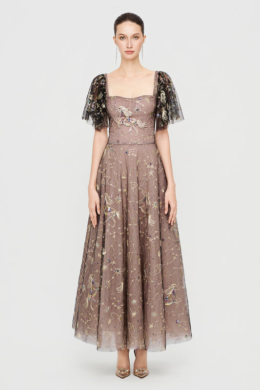 Celeste Butterfly Sleeve Embroidery Maxi Dress - MEAN BLVD