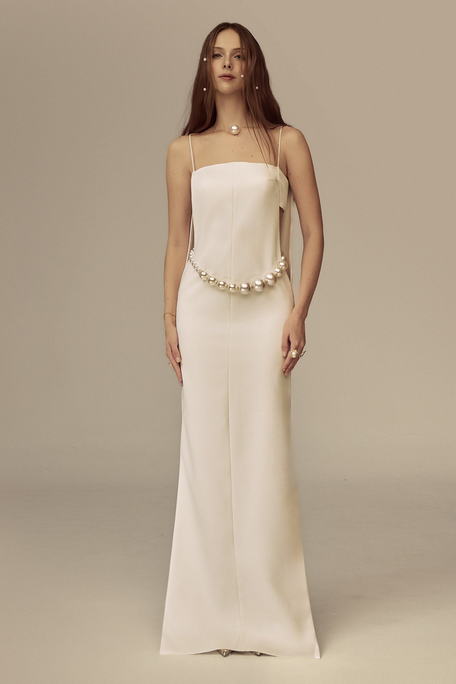 Women's Celestia Square Neck Bead Maxi Dress XS/S/M/L/XL/Customize Ivory  MEAN BLVD