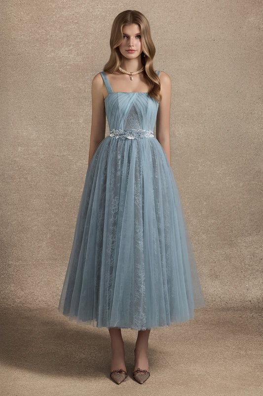 Cesleste Square Neck Lace Midi Dress - MEAN BLVD