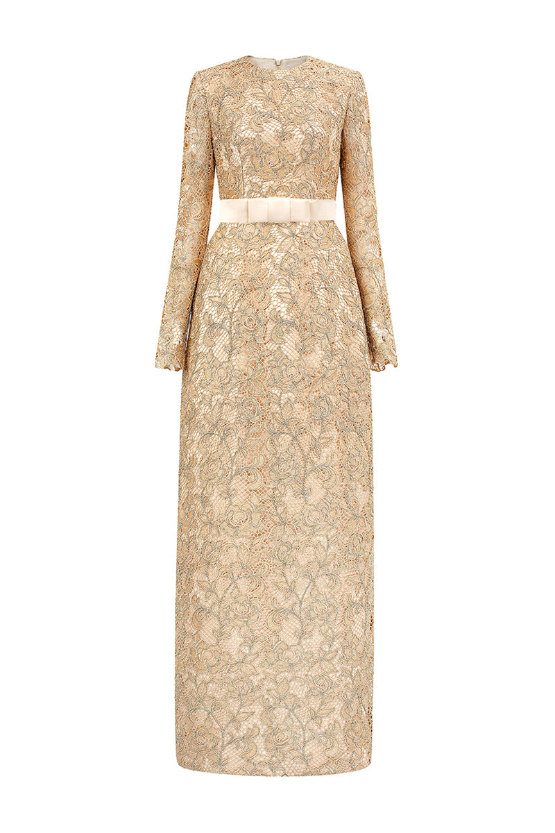 Women's Charlie A-line Lace Maxi Dress XS/S/M/L/XL/XXL/Customize  Tan/Black/Aurora Red MEAN BLVD