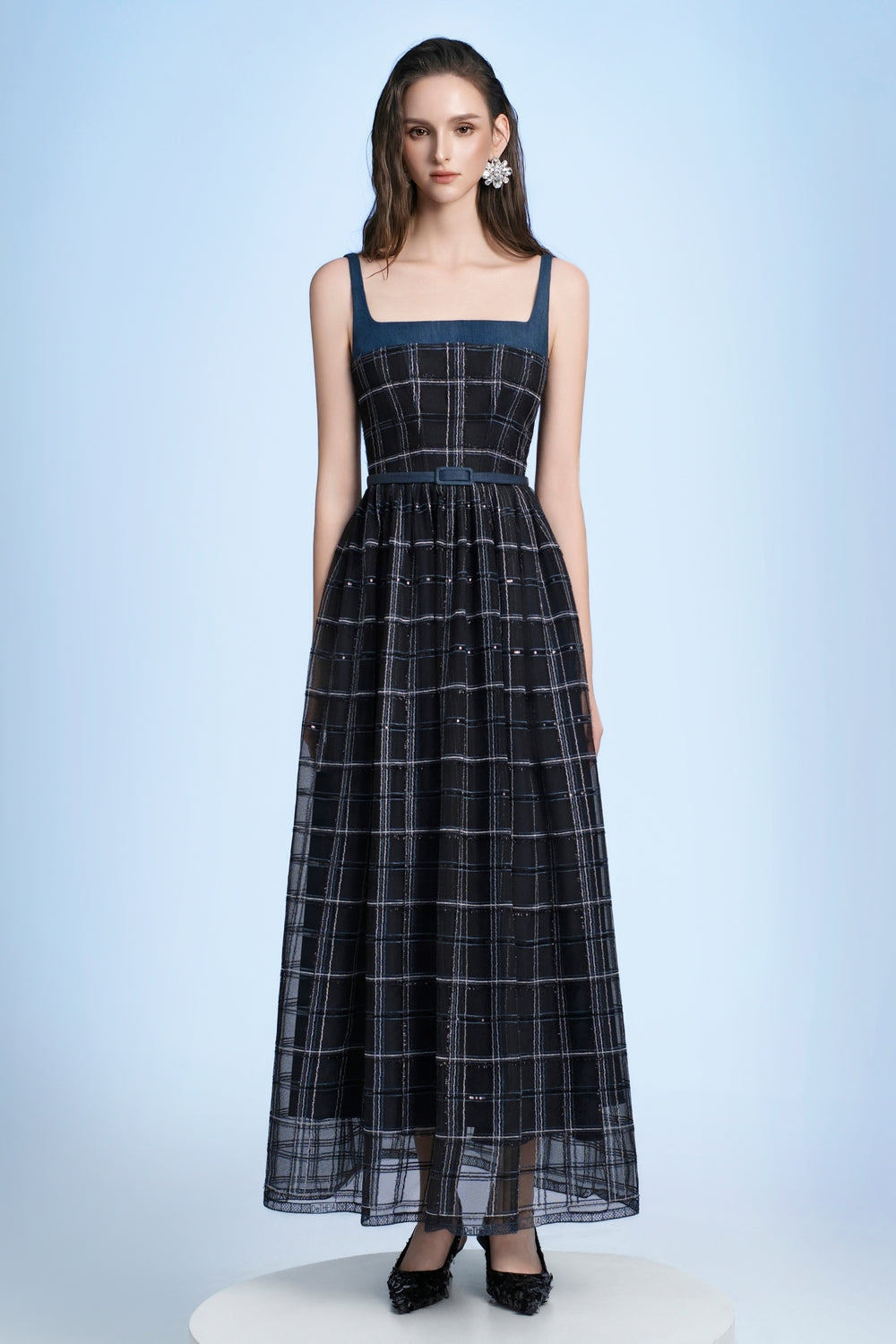 Women's Chiara A-line Layered Tulle Midi Dress S/M/L/XL/Customize Black  MEAN BLVD