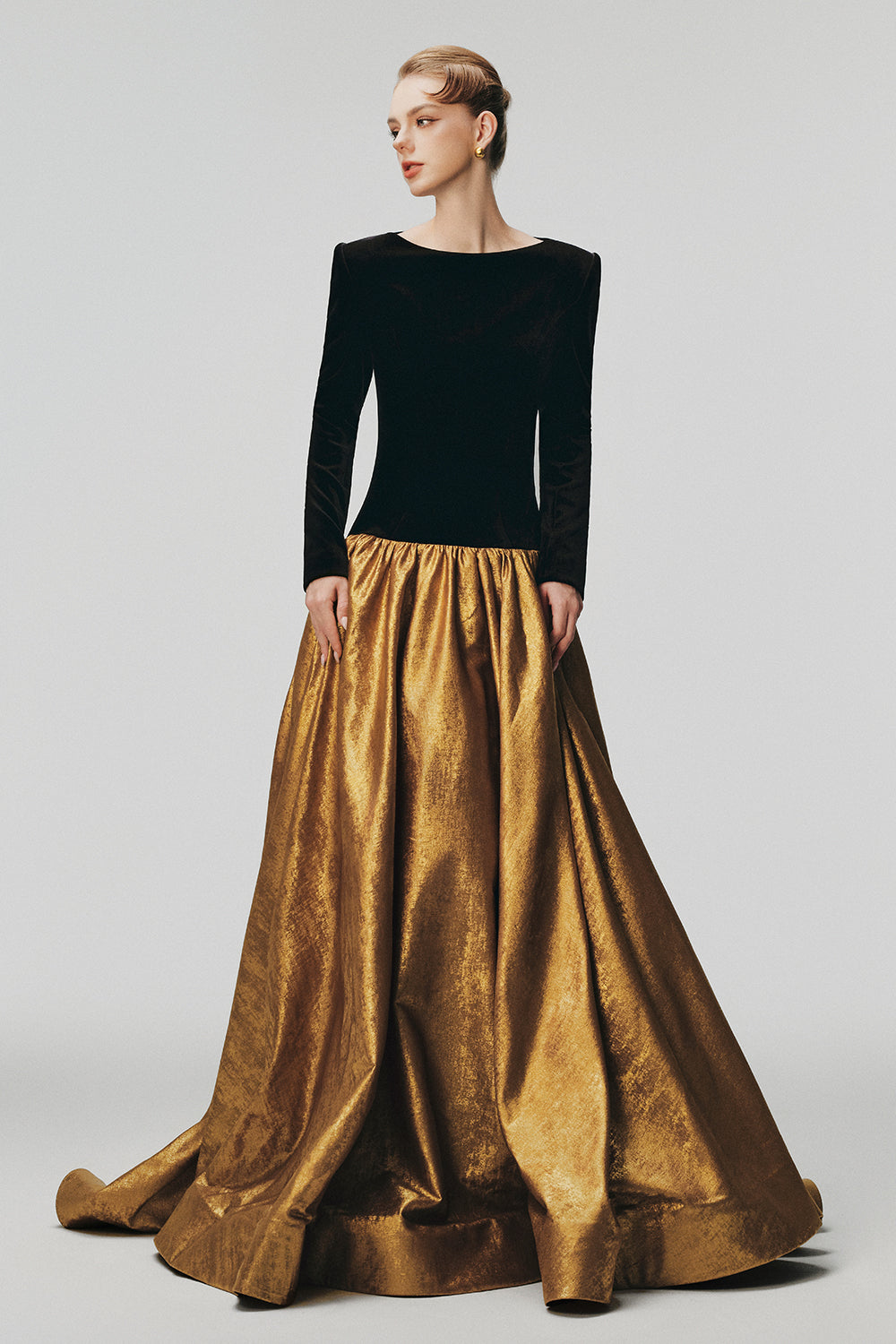 Women's Clare Ball Gown Maxi Dress Black & Yellow XS/S/M/L/XL MEAN BLVD