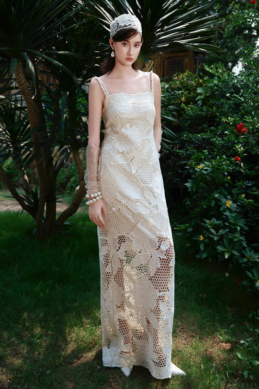 Coastal Square Neck Lace Maxi Dress - MEAN BLVD