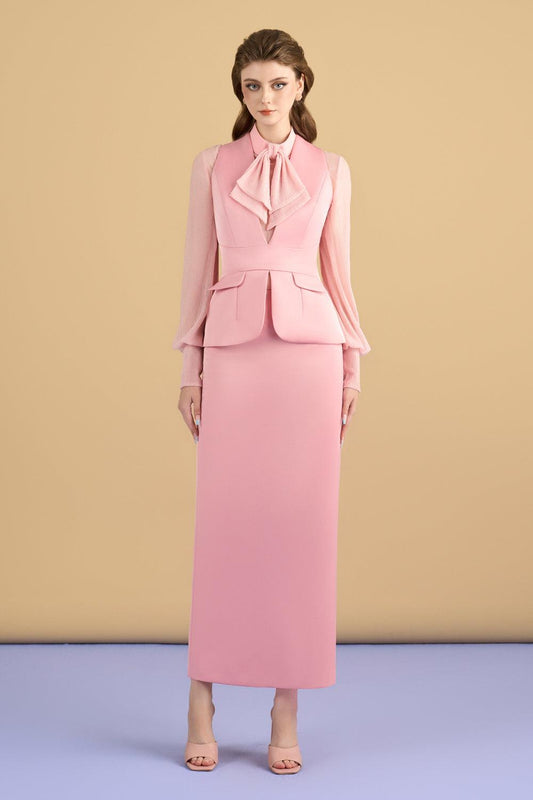 Jazmin Fit and Flare Plunge Neck Chanel Top