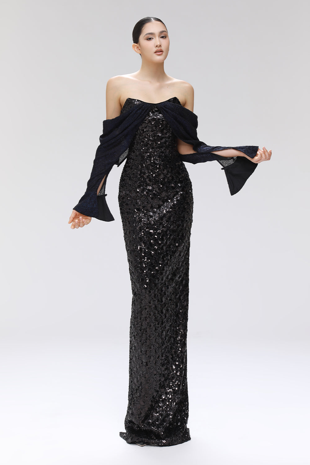 Women's Cosmogyral Sequin Maxi Dress Customize Black MEAN BLVD
