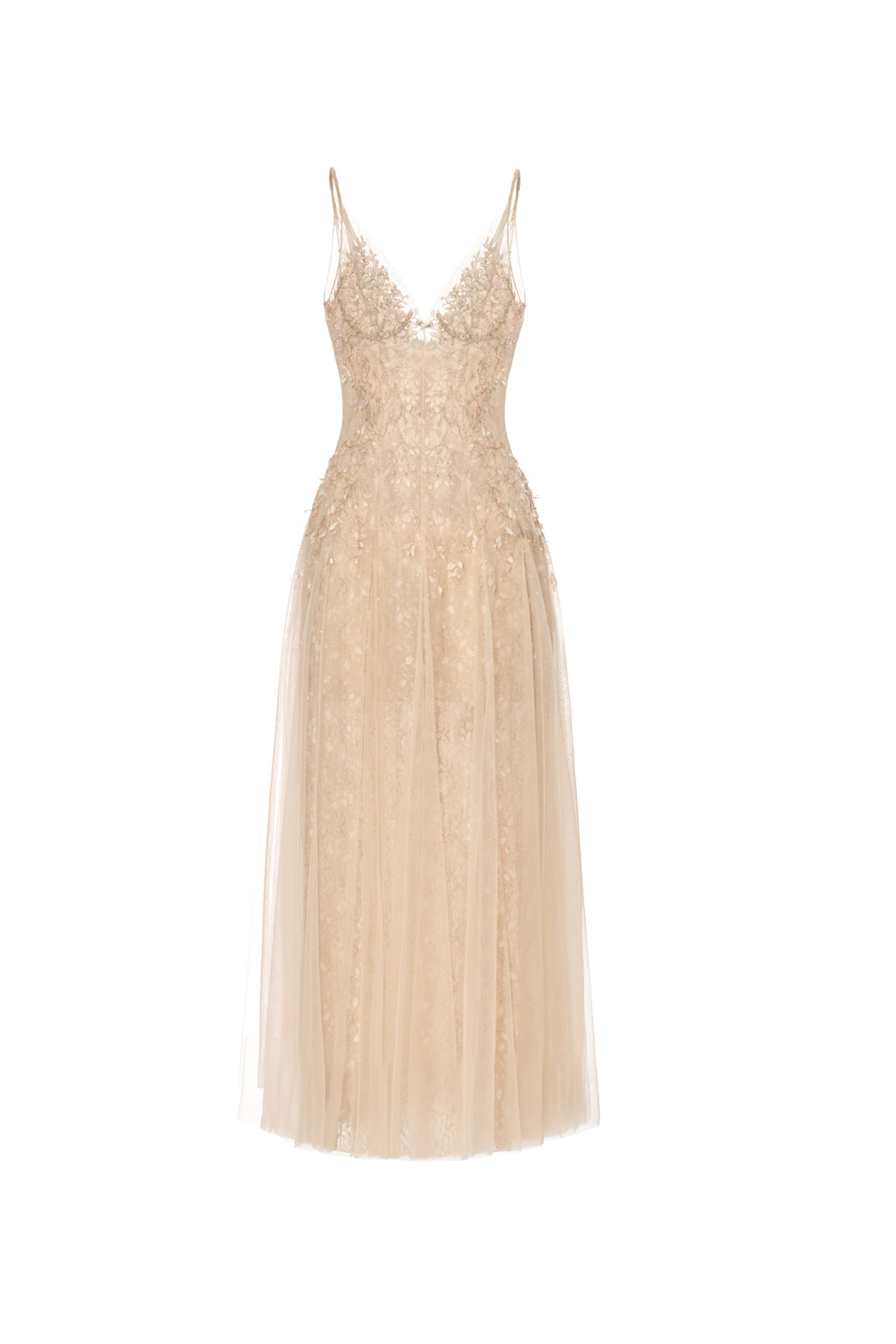 josephine midi dress Women's Josephine A-line Applique Midi Dress XS/S/M/L/XL Beige MEAN BLVD