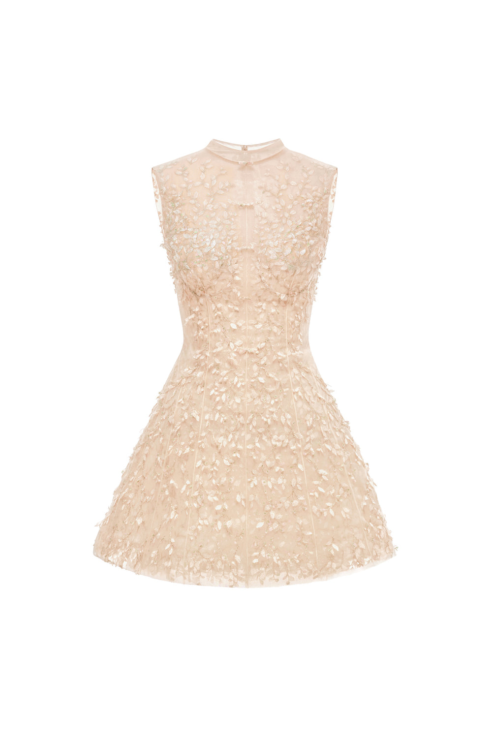 Women's Sabine High Neck Brocade Mini Dress XS/S/M/L/XL Beige MEAN BLVD