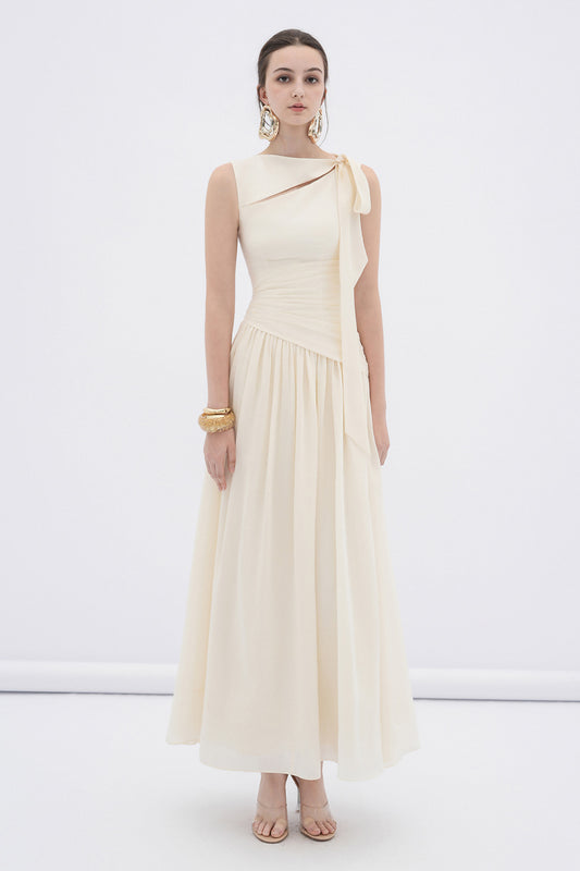 Ciel A-line Cut-Out Silk Linen Maxi Dress
