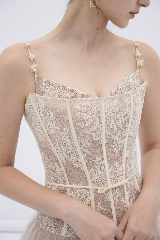 Alizea Drop Waist Corset Waist Lace Maxi Dress