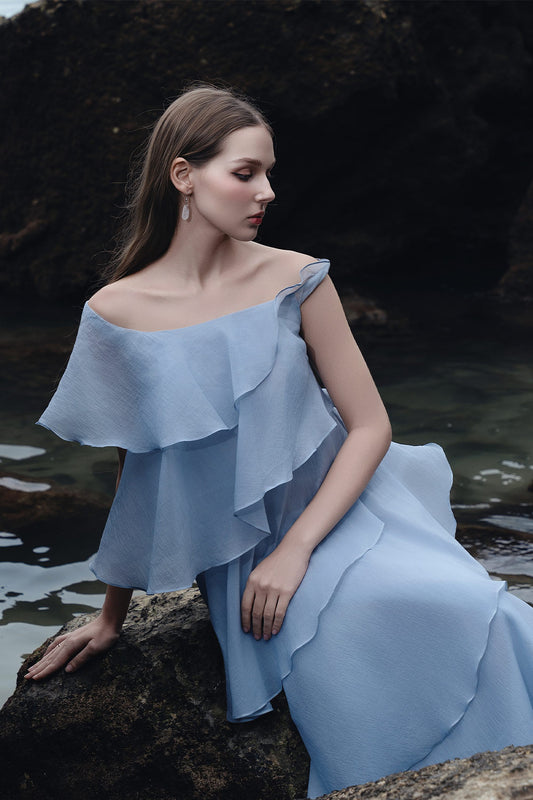 Joana Layered Off-Shoulder Organza Maxi Dress