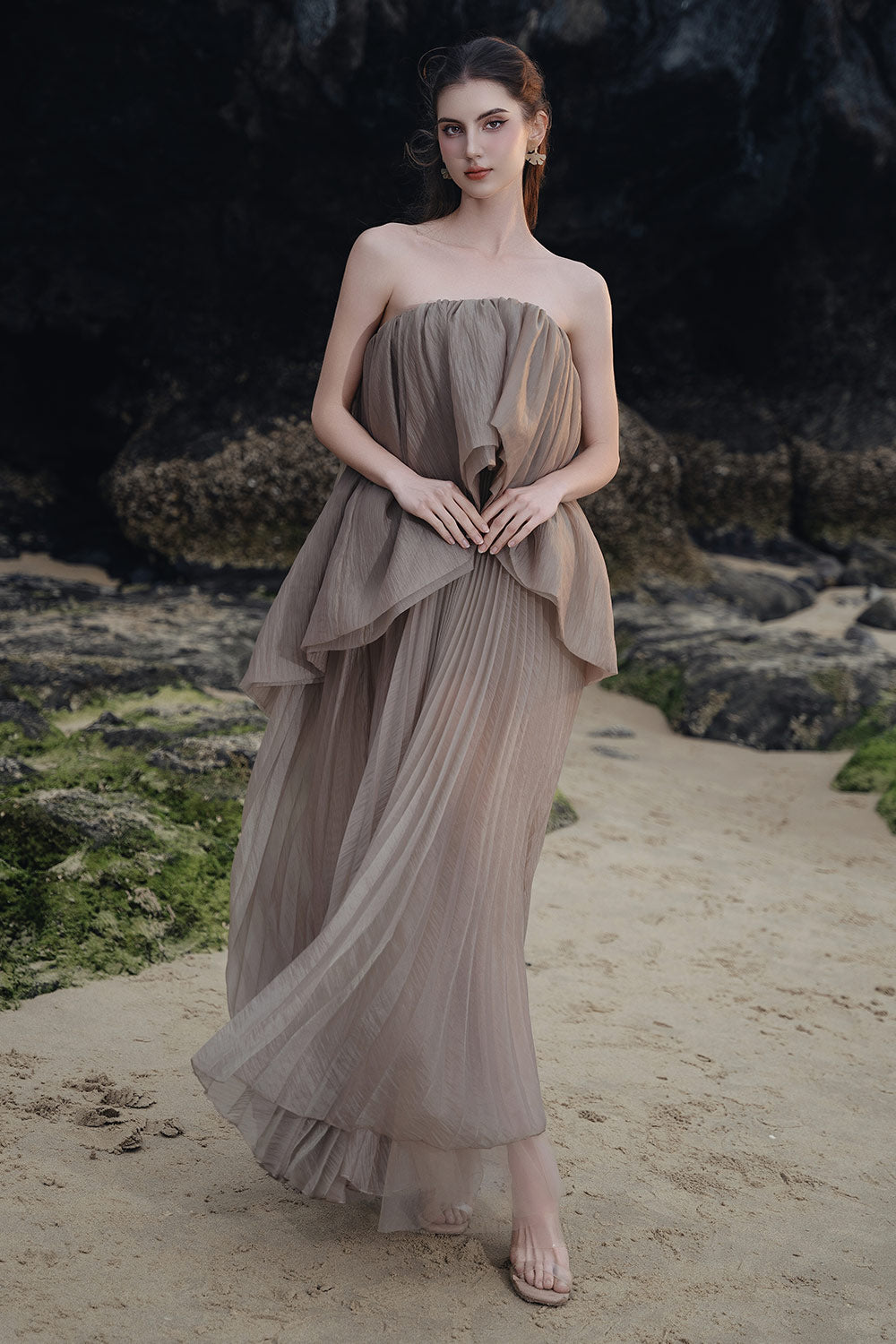 layered organza dress Layered Organza Dress With Beaded Bodice 44731