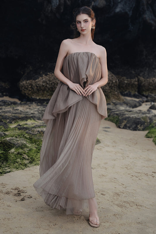 Veroni Tent Layered Organza Maxi Dress