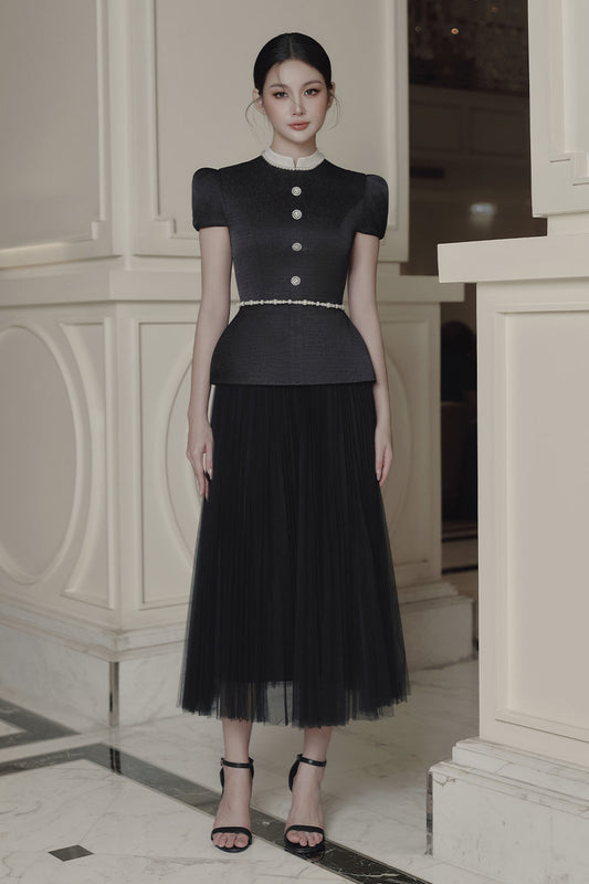 Sarah Peplum Short Sleeved Polyester Top