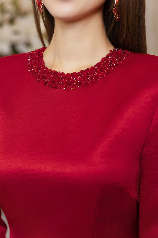 Audrey A-line Long Sleeved Taffeta Silk Floor Length Ao Dai