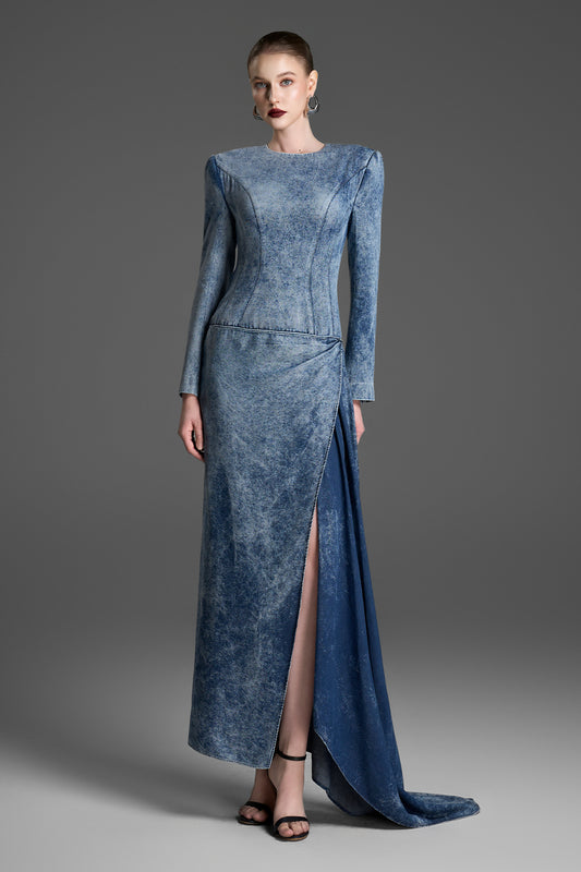 Danica Round Neck Draped Maxi Dress - MEAN BLVD