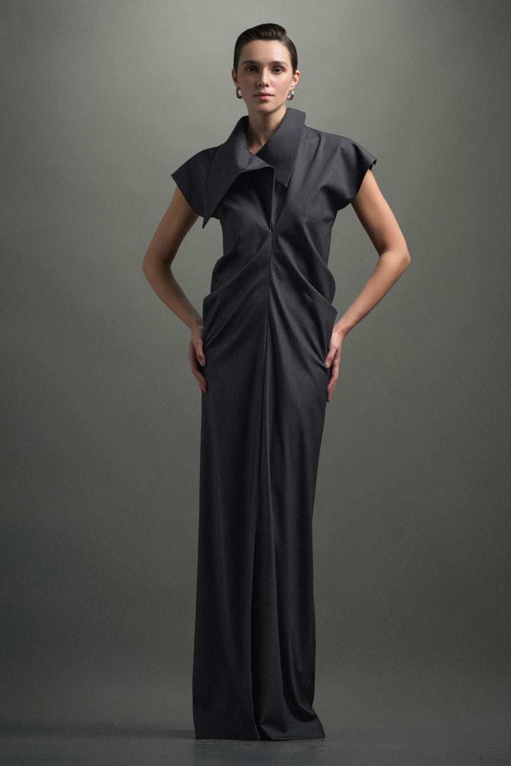 Women's Ursula High Neck Draped Maxi Dress S/M/L/XL/Customize Dark Slate  MEAN BLVD