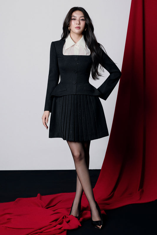 Dottie Collared Pleated Mini Dress - MEAN BLVD