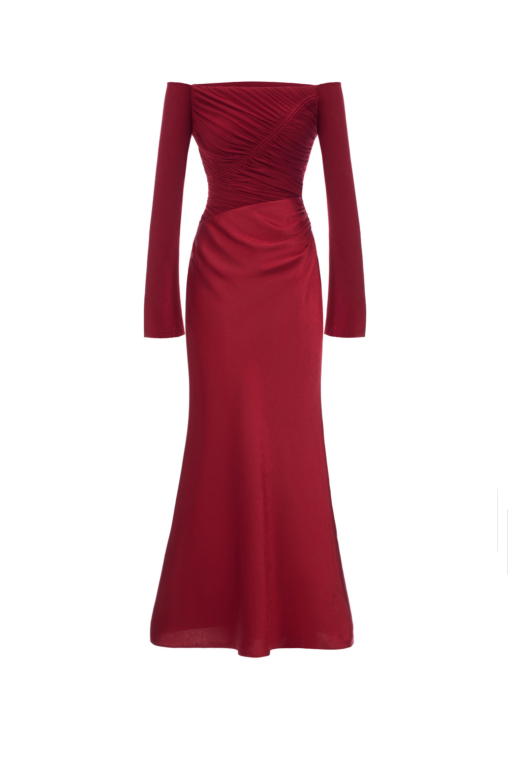 Women's Phoenix Off-Shoulder Draped Maxi Dress S/M/L/XL/Customize Burgundy MEAN BLVD, Burgundy / S