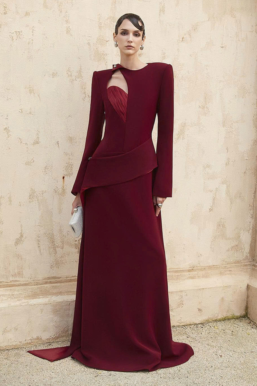 knee length dresses for ladies Women's Elenor II Sheath Draped Maxi Dress S/M/L/XL/XXL/Customize Burgundy  MEAN BLVD