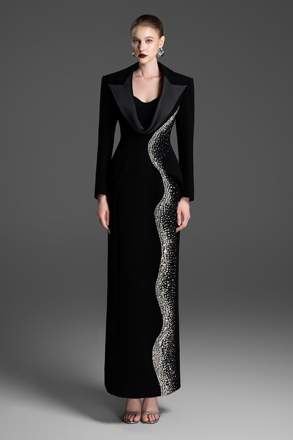 Women's Elin Cowl Rhinestone Maxi Dress XXS/XS/S/M/L/XL/XXL/Customize Black MEAN BLVD Women's Elin Cowl Rhinestone Maxi Dress XXS/XS/S/M/L/XL/XXL/Customize Black MEAN BLVD