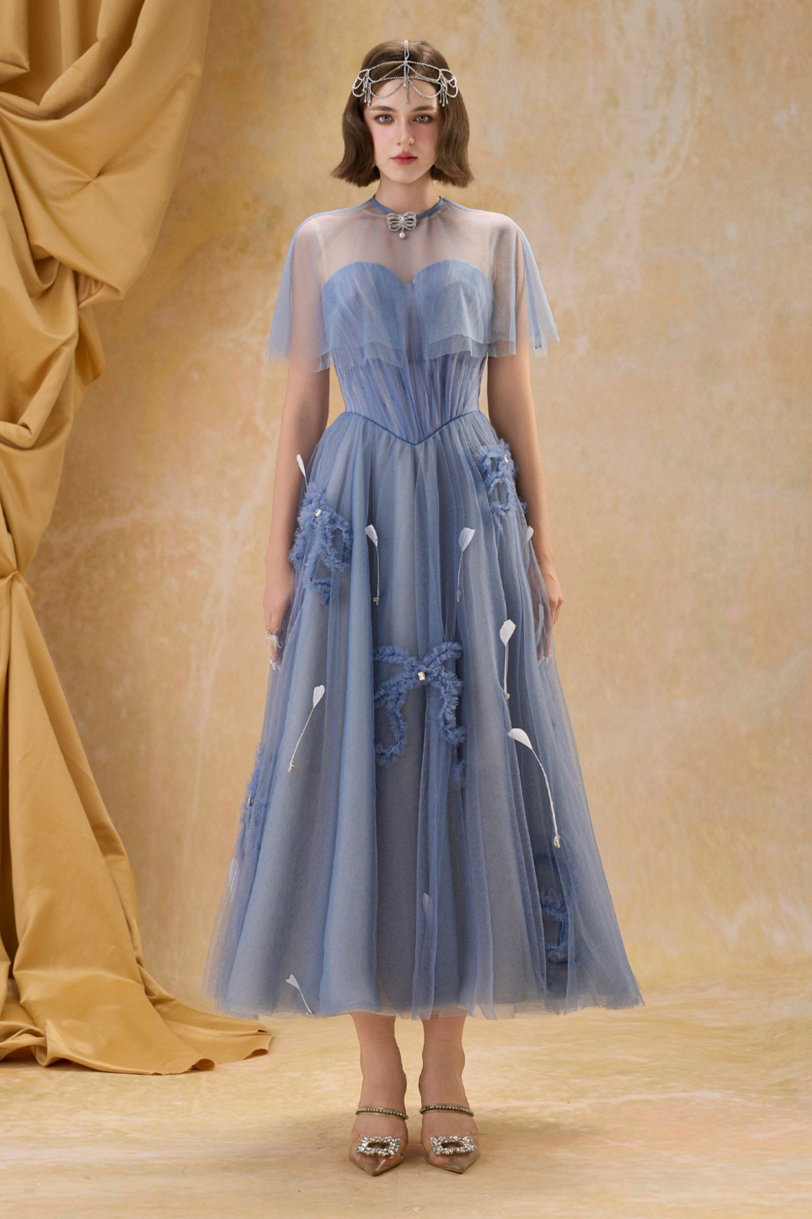 Women's Eloise Illusion Gathering Midi Dress XS/S/M/L/XL/Customize Bright  Cobalt MEAN BLVD
