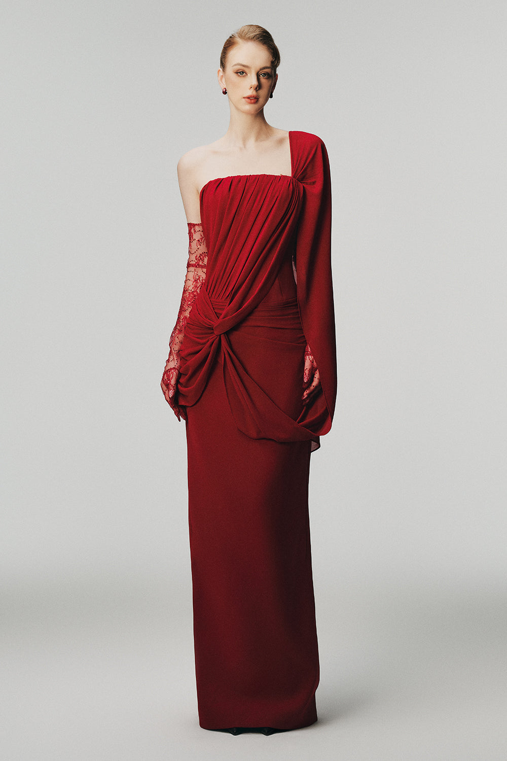 Women's Eva One Shoulder Maxi Dress Red XS/S/M/L/XL MEAN BLVD